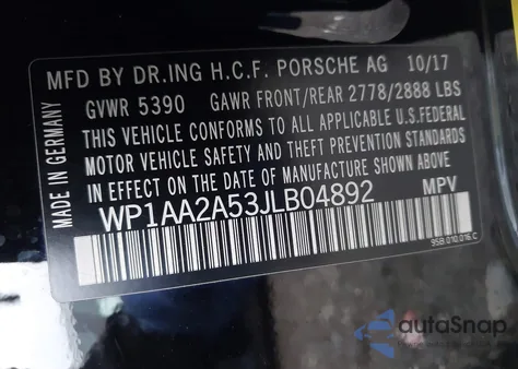 2018 Porsche Macan z USA, uszkodzony, nr VIN WP1AA2A53JLB04892